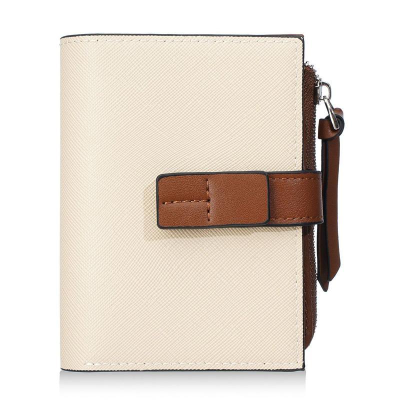 Women Compact Wallet with Snap Closure and Zippered Coin Pocket
