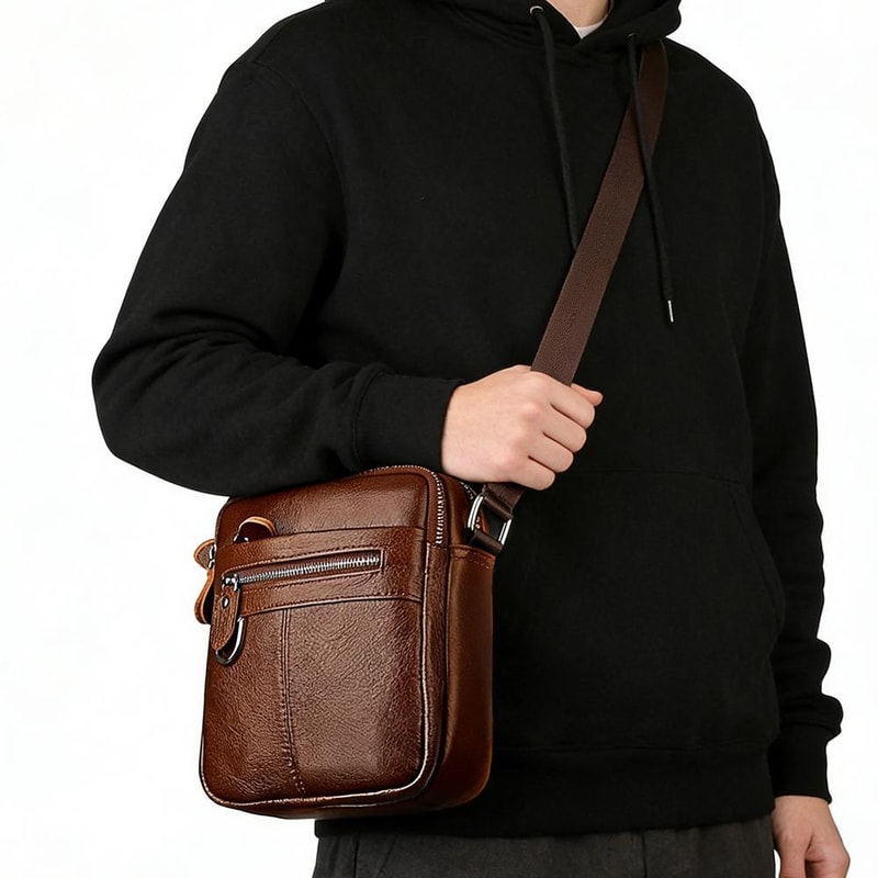 Mens Genuine Leather Crossbody Shoulder Bag For Work And Travel 3