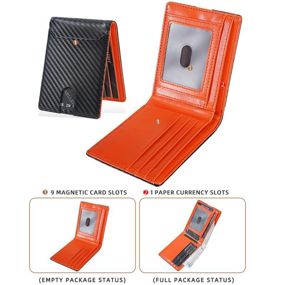 Mens Carbon Fiber Card Holder Minimalist Multi Slot Wallet 6