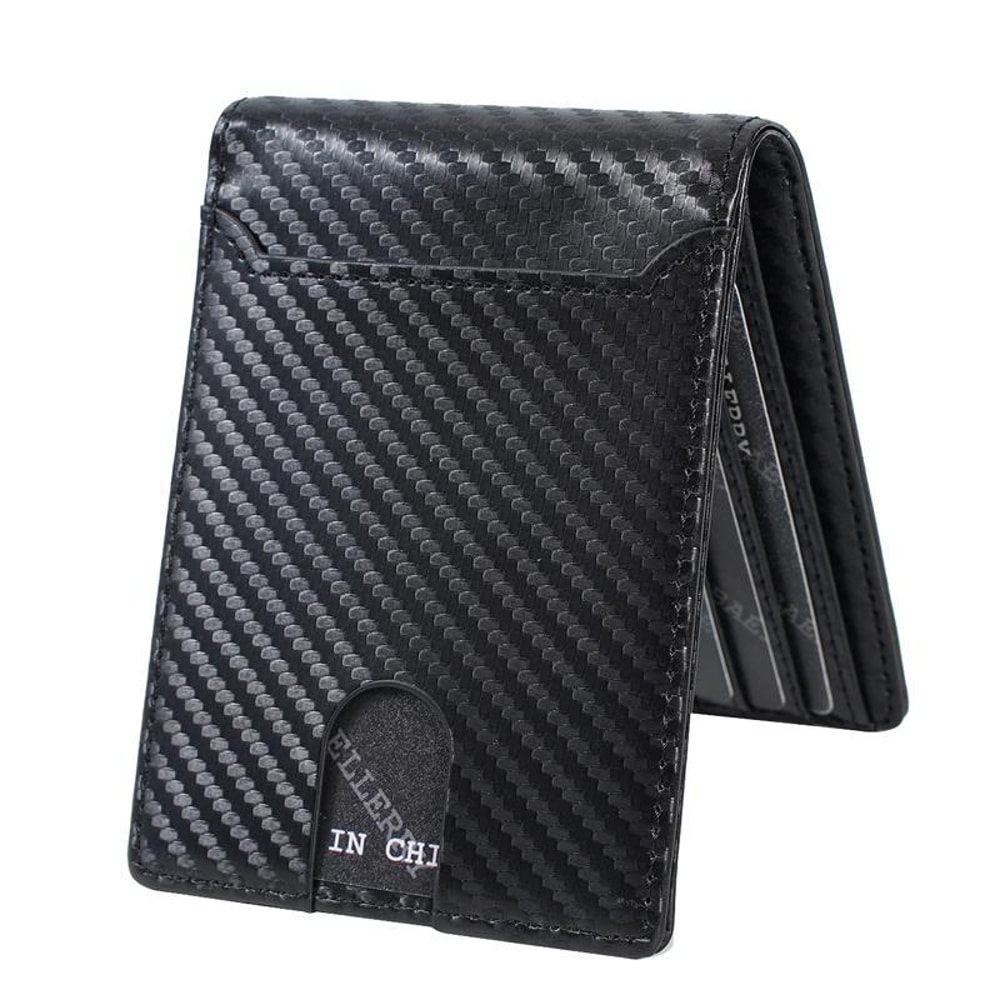 Mens Carbon Fiber Card Holder Minimalist Multi Slot Wallet 9