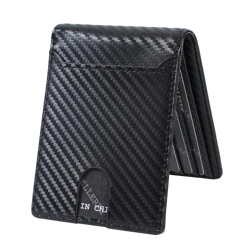 Mens Carbon Fiber Card Holder Minimalist Multi Slot Wallet 9