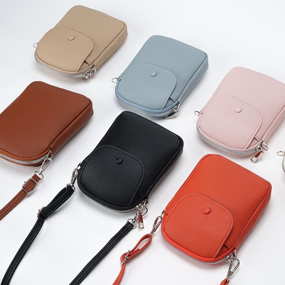 Pebble Grain Phone Crossbody Bag For Women Compact Shoulder Purse 1