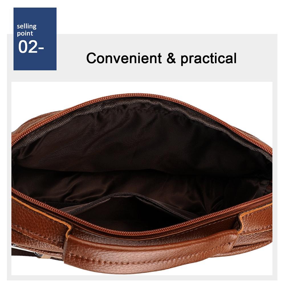 Luxury Top Grain Leather Handbag Brown Multi Functional Shoulder Bag 6