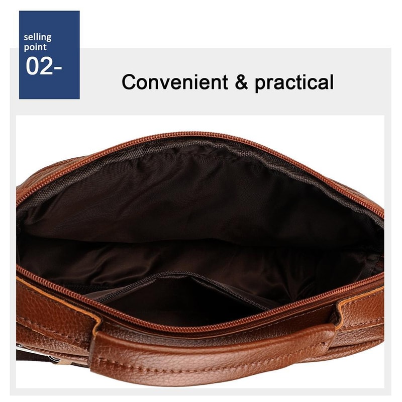 Luxury Top Grain Leather Handbag Brown Multi Functional Shoulder Bag 6