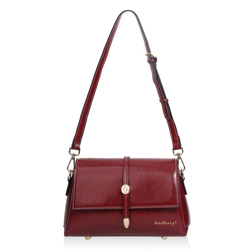 Vintage Waxed Leather Crossbody Bag Womens Small Shoulder Purse with Metal Buckle
