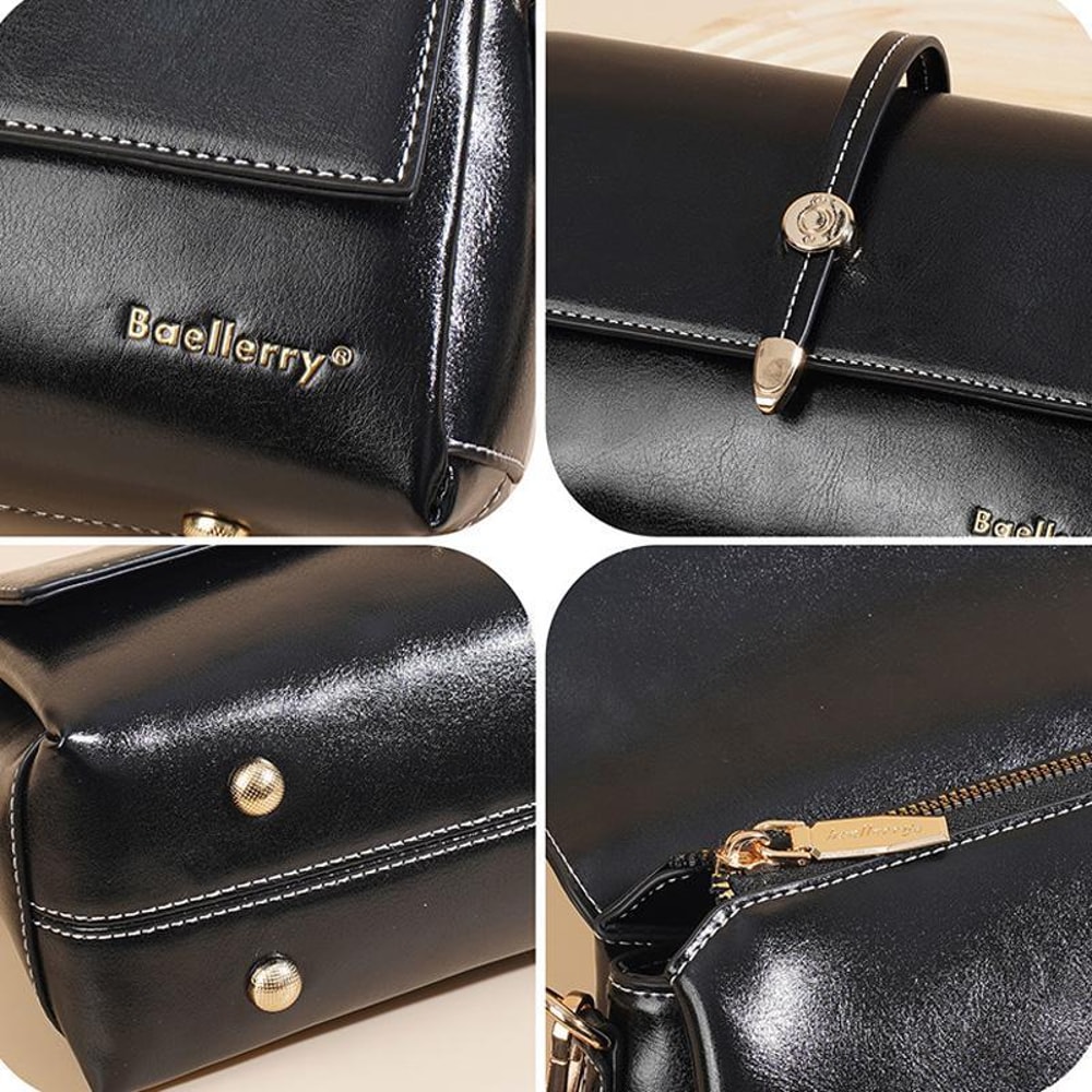 Vintage Waxed Leather Crossbody Bag Womens Small Shoulder Purse with Metal Buckle