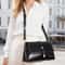 Vintage Waxed Leather Crossbody Bag Womens Small Shoulder Purse with Metal Buckle