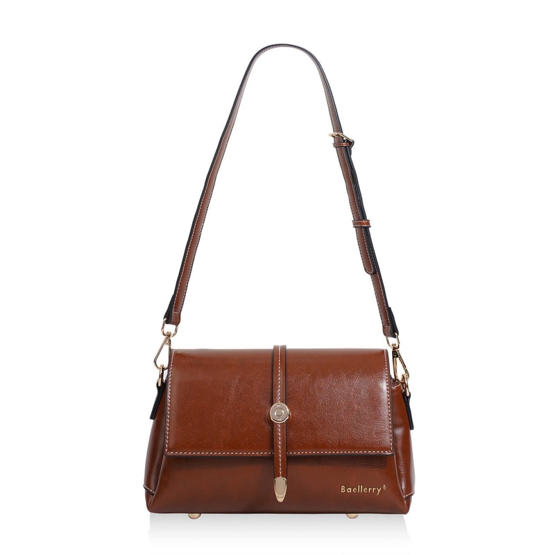 Vintage Waxed Leather Crossbody Bag Womens Small Shoulder Purse with Metal Buckle