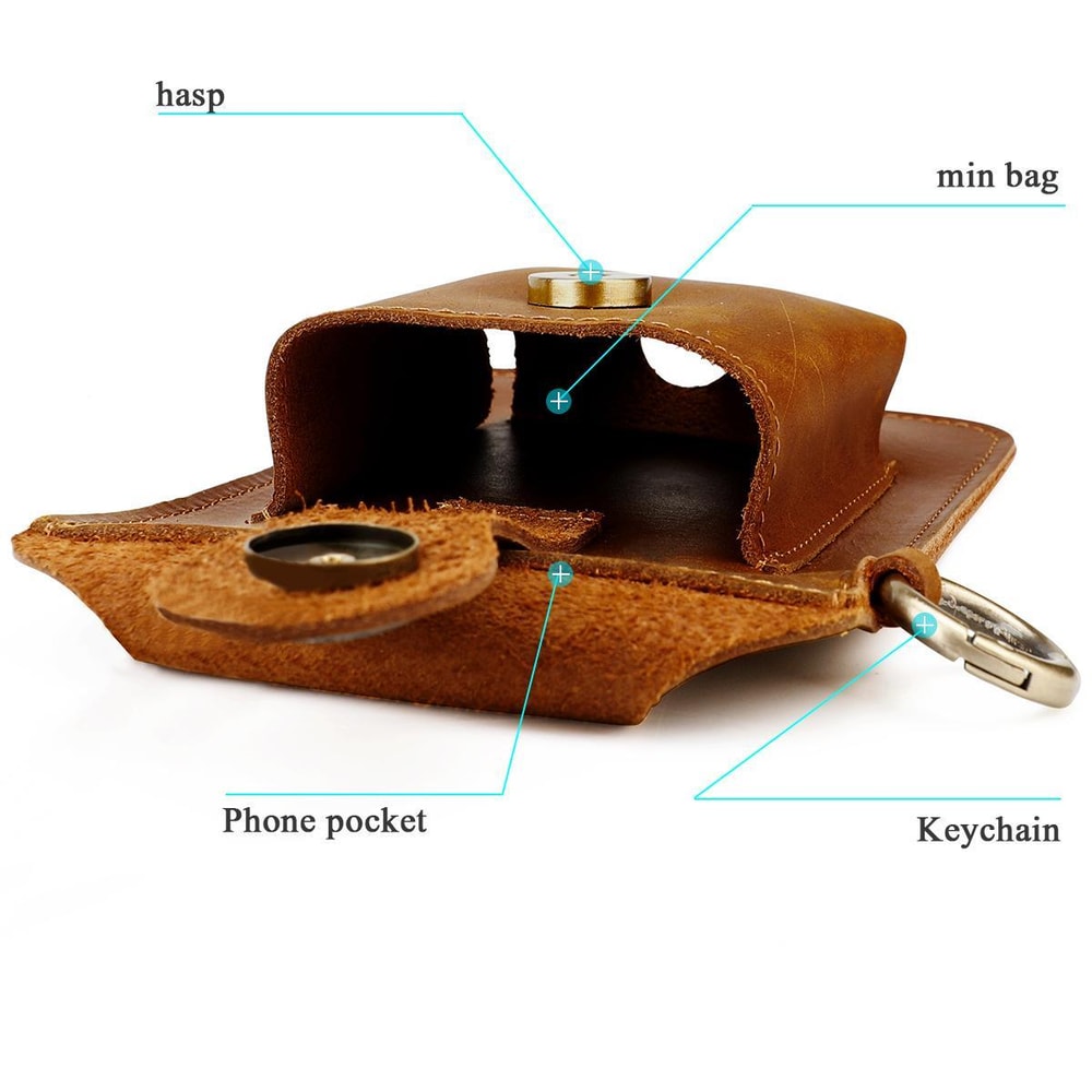 Genuine Leather Mens Belt Pouch Outdoor Mobile Phone Waist Bag
