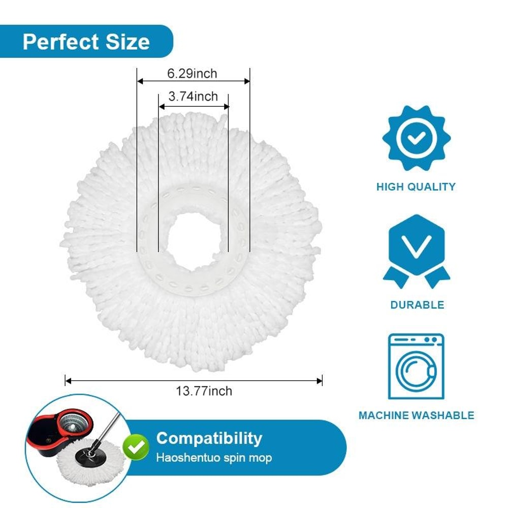 Premium Rotating Replacement Mop Pad Fine Fiber Microfiber Floor Cleaning Head 2