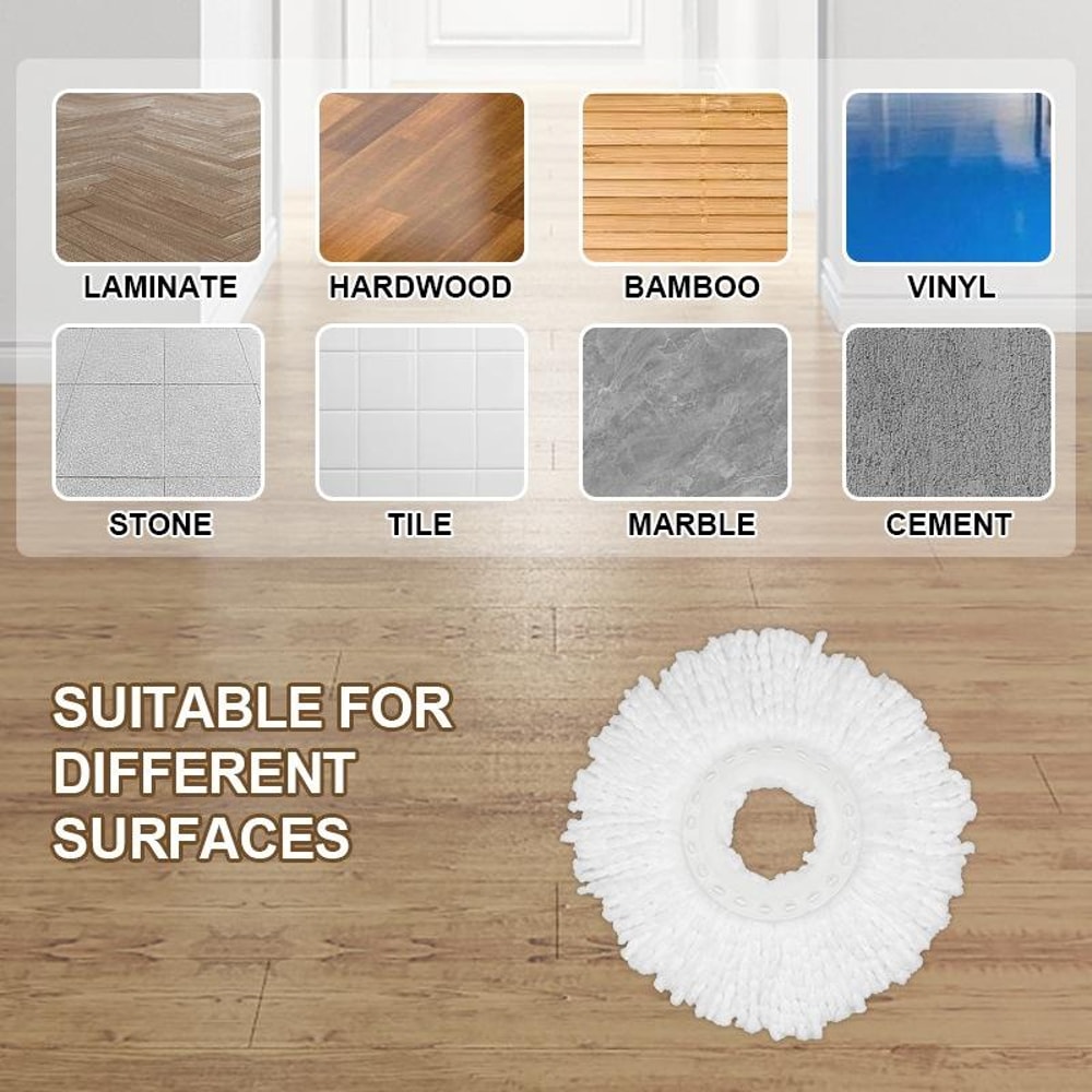 Premium Rotating Replacement Mop Pad Fine Fiber Microfiber Floor Cleaning Head 6
