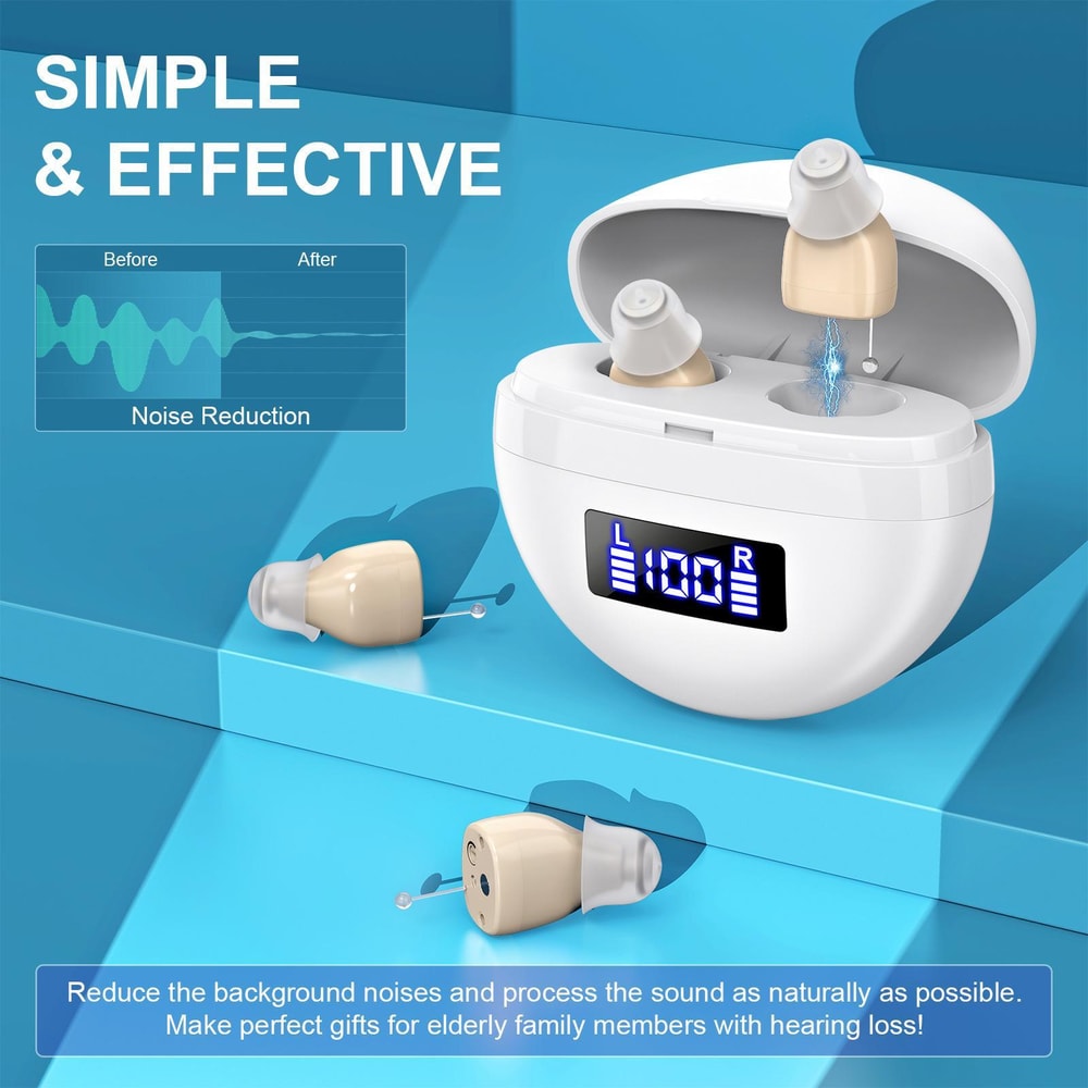 Premium Invisible Hearing Aids With Digital Display Charging Case Rechargeable Noise Cancelling Sou 2
