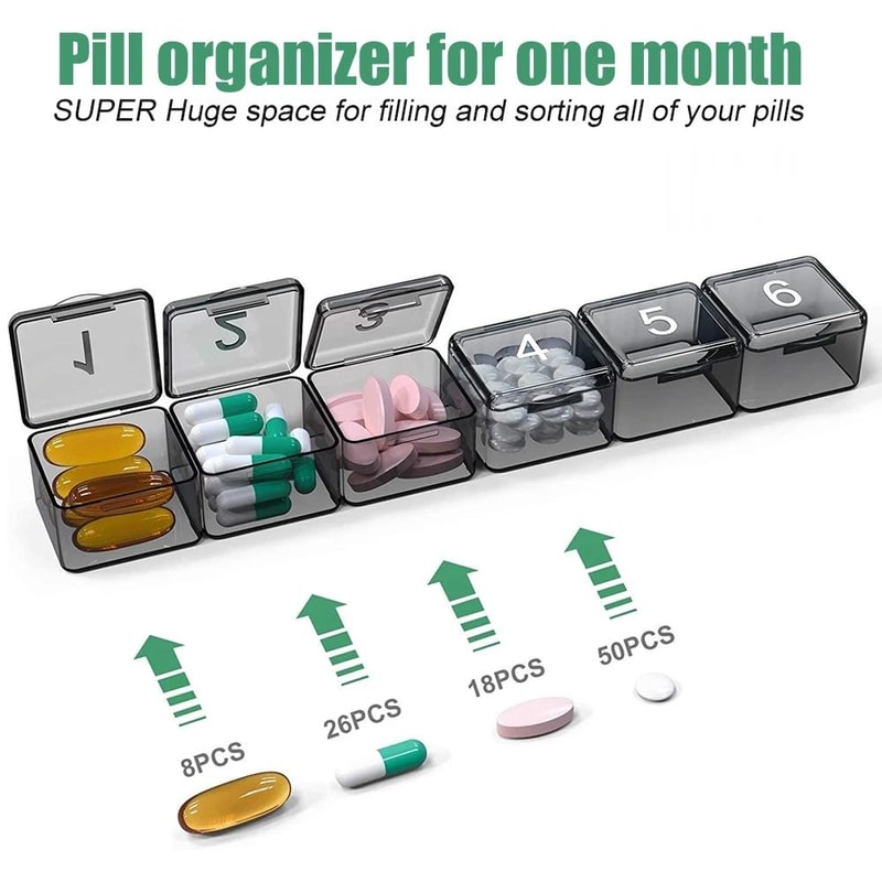Monthly Easy Open Pill Box Organizer Large Capacity Medicine & Vitamin Case