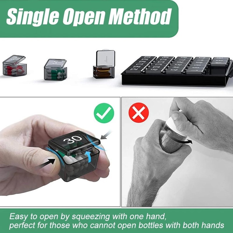 Monthly Easy Open Pill Box Organizer Large Capacity Medicine & Vitamin Case