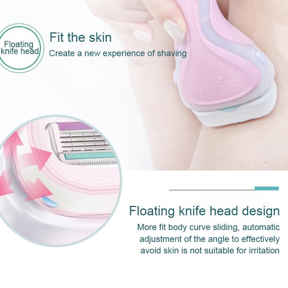 Women Sensitive Skin Hair Removal Razor with 1 Holder and 2 Tool Heads