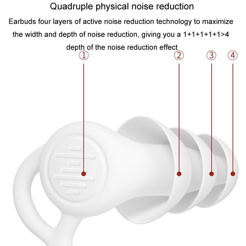 Reusable Noise Canceling Silicone Earplugs for Sleep and Swimming