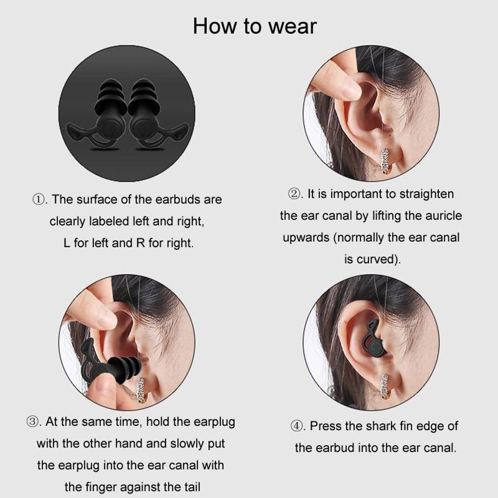 Reusable Noise Canceling Silicone Earplugs for Sleep and Swimming
