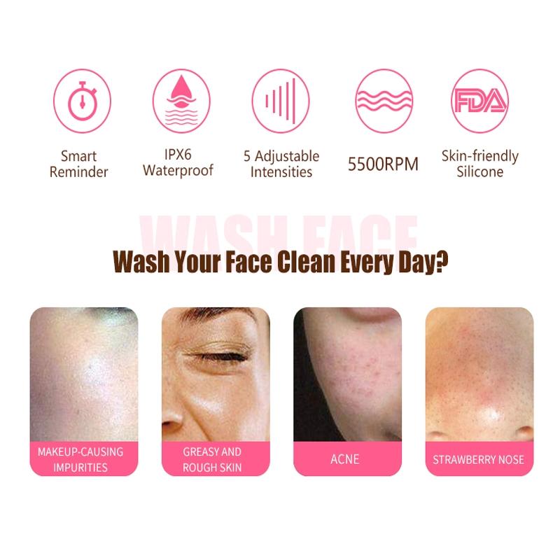 Electric Facial Cleansing Brush Silicone Face Scrubber And Blackhead Remover 7
