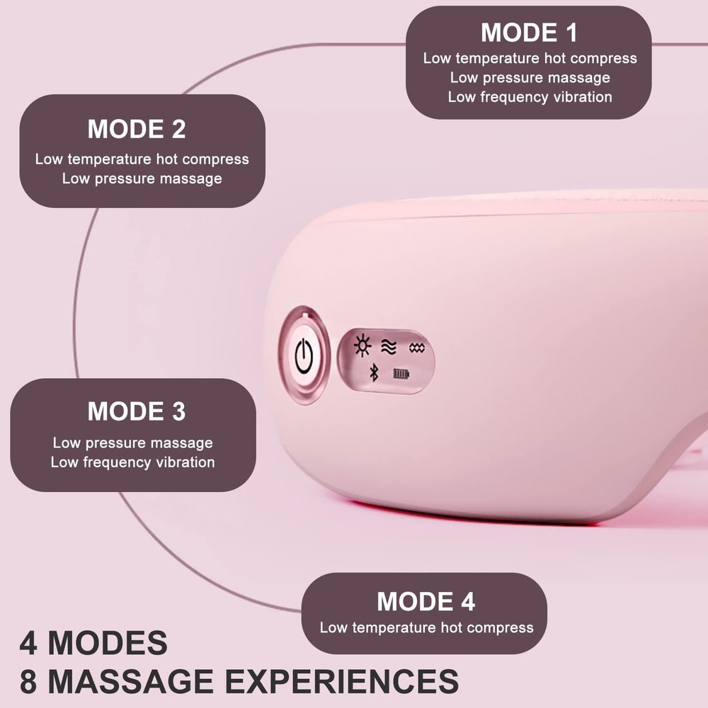 Bluetooth Heated Eye Massager with Air Pressure & Vibration Therapy