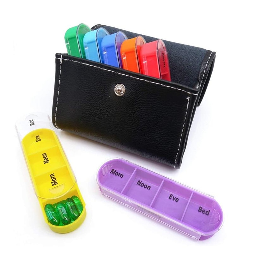 Premium Weekly Pill Organizer Portable Leather Pill Holder Case 4