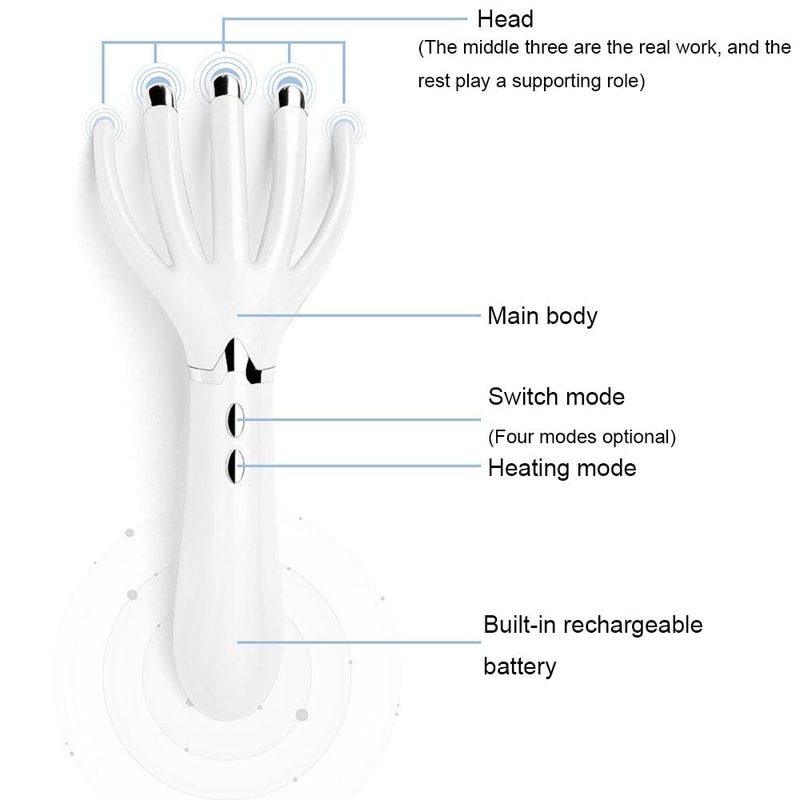 Rechargeable Electric Head Massager Heated Vibration Scalp Massage Comb 2