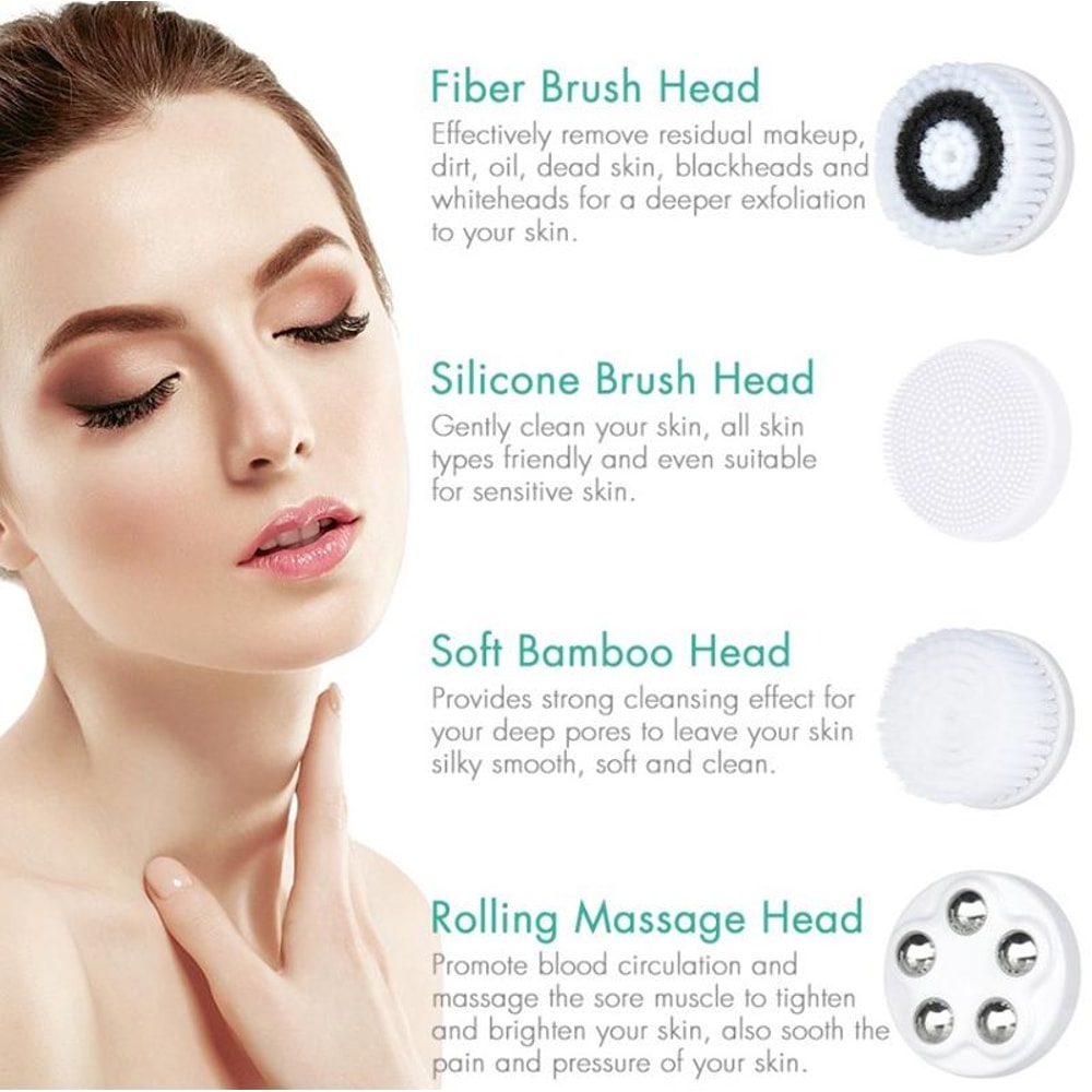 Deep Clean Electric Facial Cleansing Brush Waterproof Silicone Makeup Remover Blackhead Remover 2