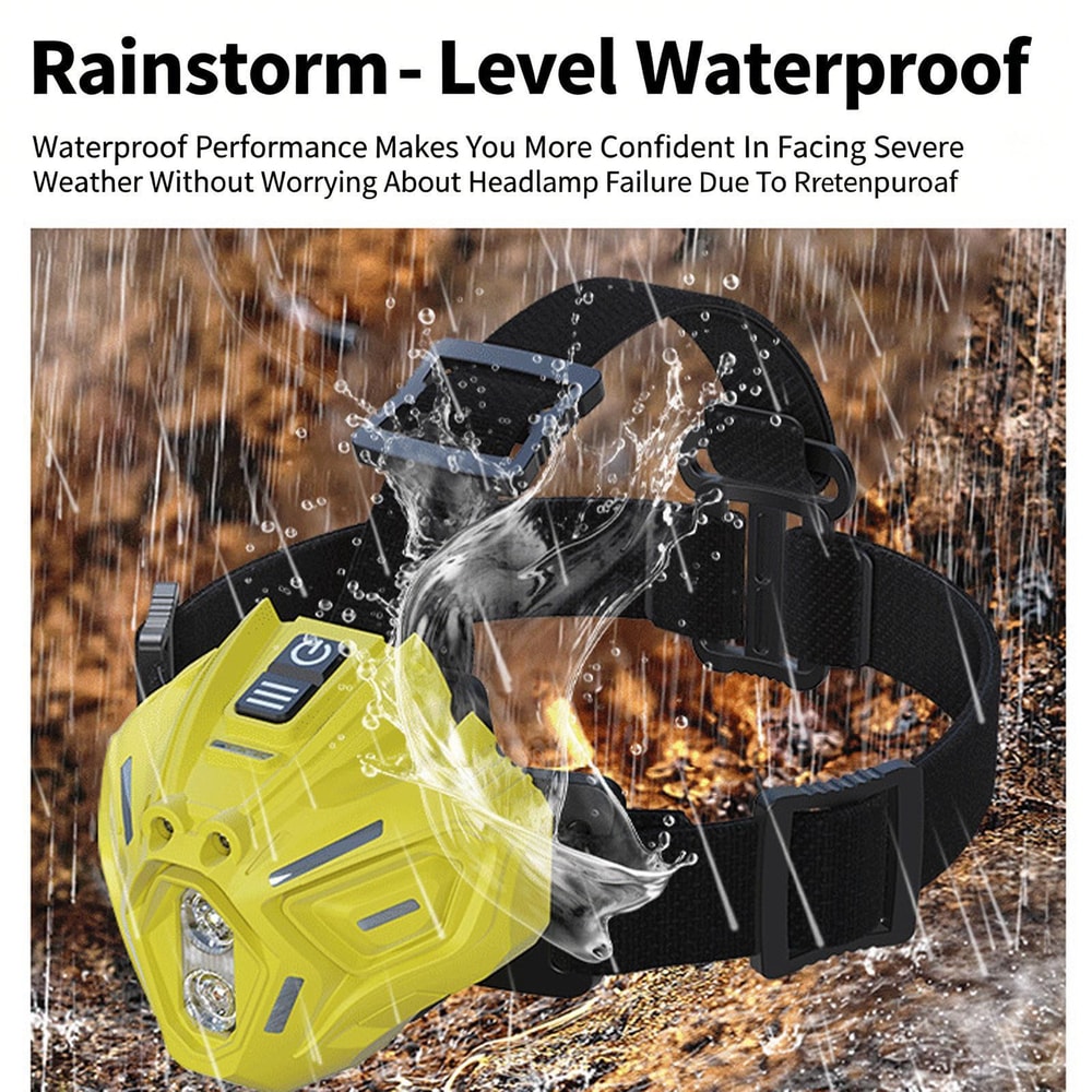 Outdoor Dual Beam LED Sensor Headlamp with Color Ambient Light Bright Outdoor Headlight