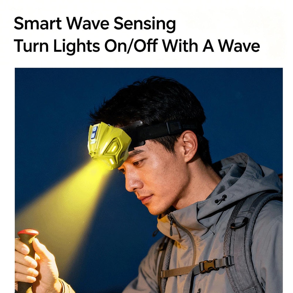 Outdoor Dual Beam LED Sensor Headlamp with Color Ambient Light Bright Outdoor Headlight