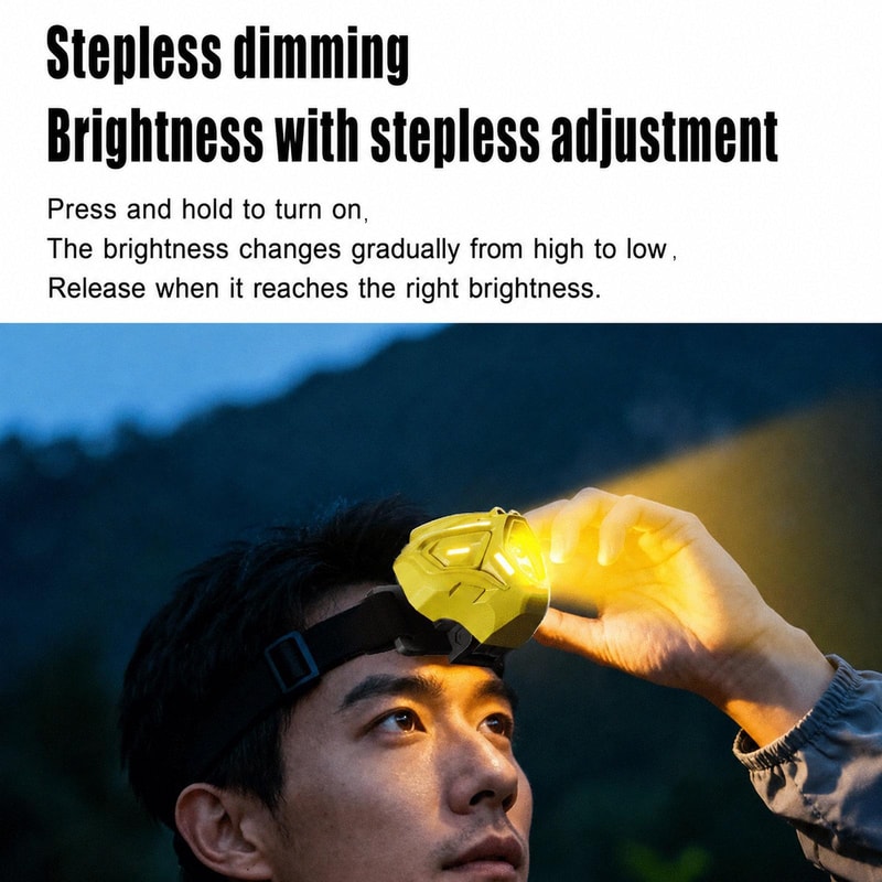 Outdoor Dual Beam LED Sensor Headlamp with Color Ambient Light Bright Outdoor Headlight