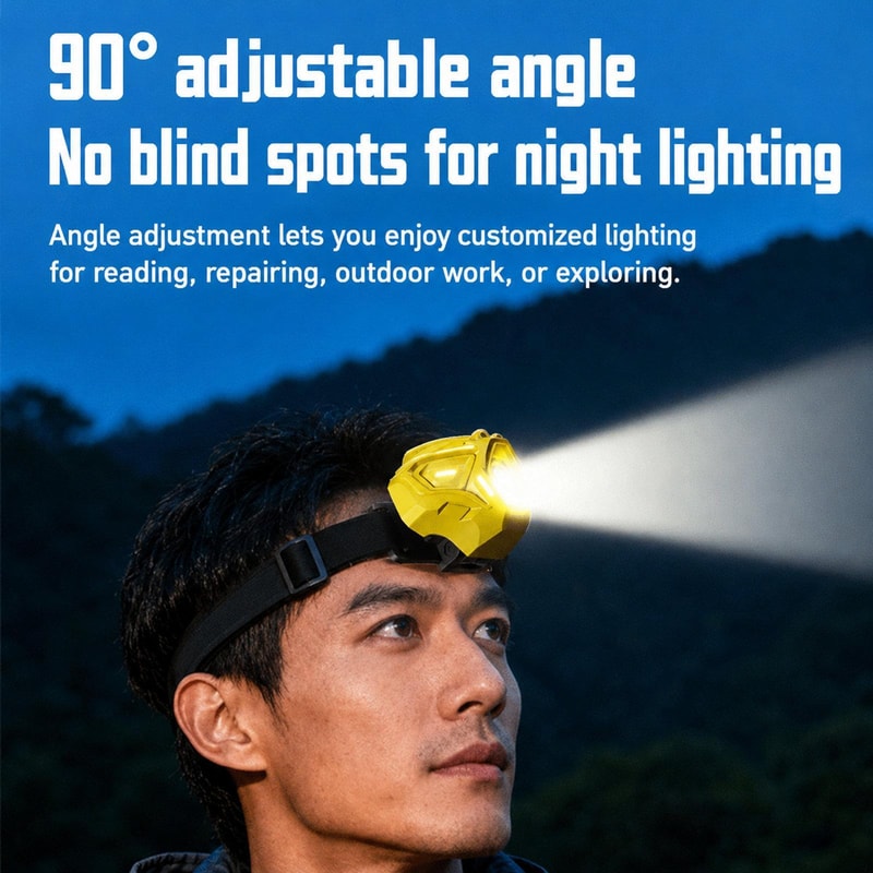 Outdoor Dual Beam LED Sensor Headlamp with Color Ambient Light Bright Outdoor Headlight