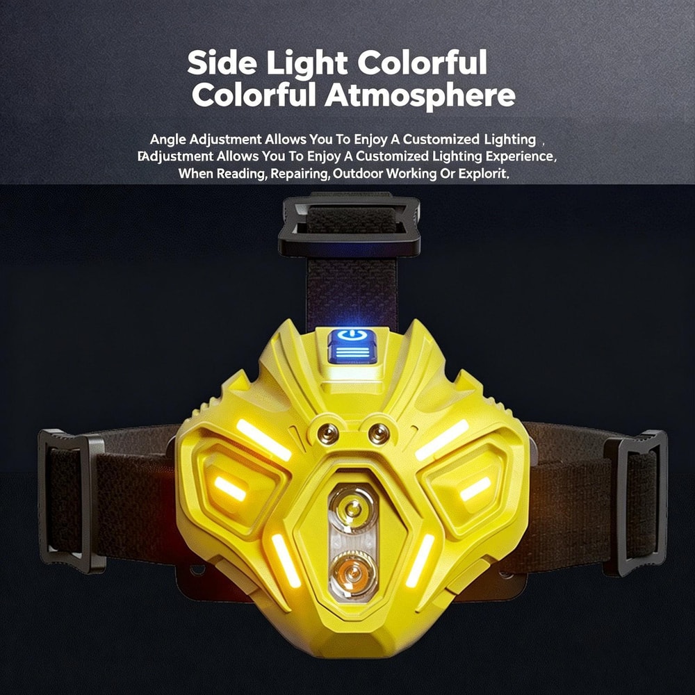 Outdoor Dual Beam LED Sensor Headlamp with Color Ambient Light Bright Outdoor Headlight