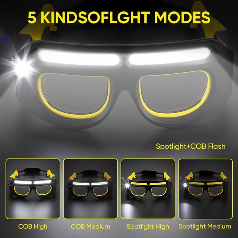 Ultra Clear Glasses Style LED Headlamp Rechargeable Night Fishing Headlamp & Hands Free Outdoor Work Light