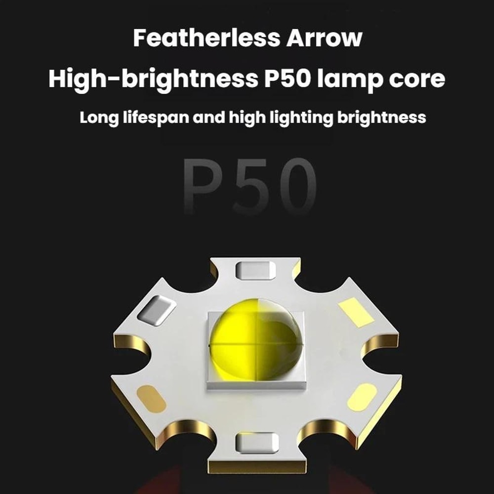 Premium Zoomable LED Digital Display Flashlight With Side Light Rechargeable Portable Torch 5