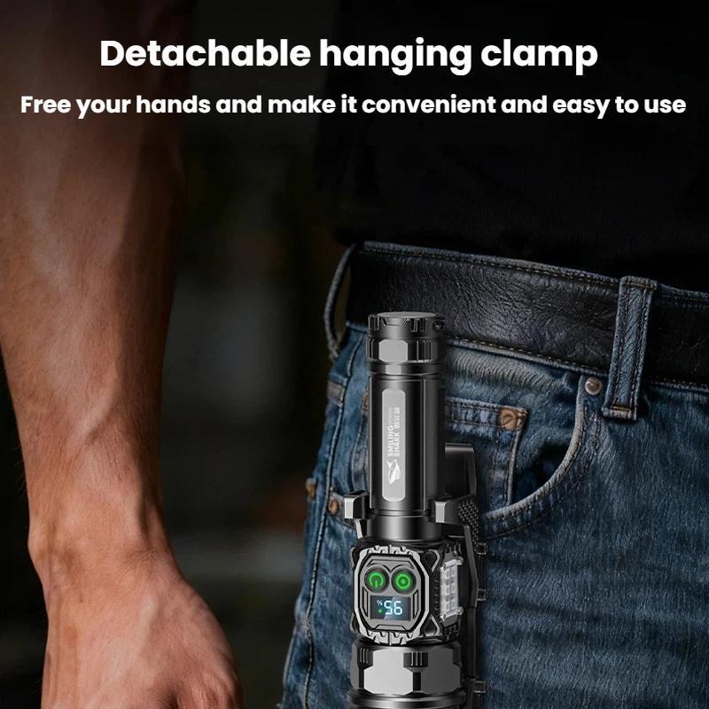 Rechargeable LED Flashlight with Power Display and Rainbow Side Light