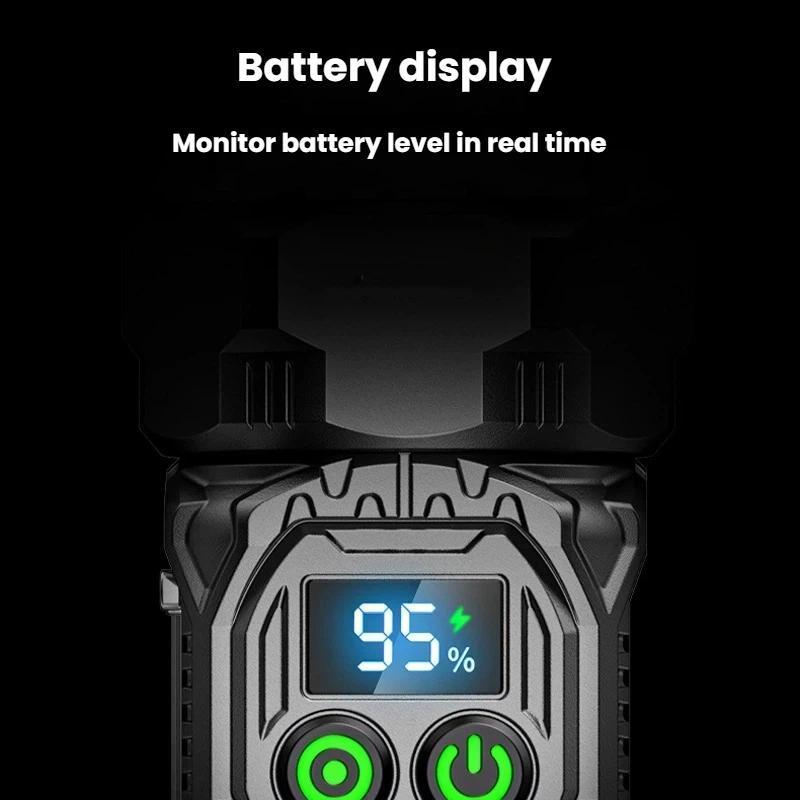 Rechargeable LED Flashlight with Power Display and Rainbow Side Light