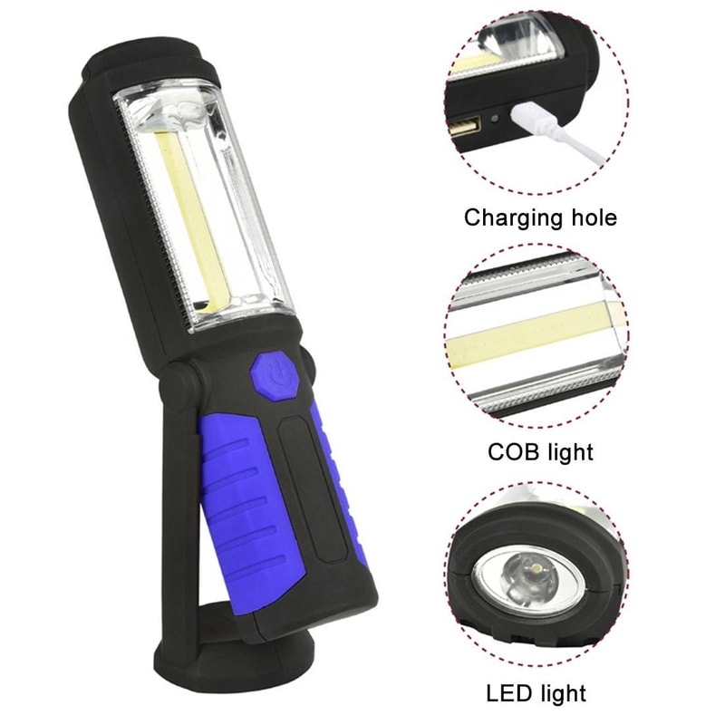 Waterproof USB Rechargeable Magnetic LED Torch Work Light with Swivel Hook