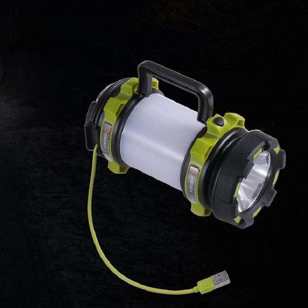 Rechargeable LED Searchlight Camping Light with Side Lamp and USB Charging