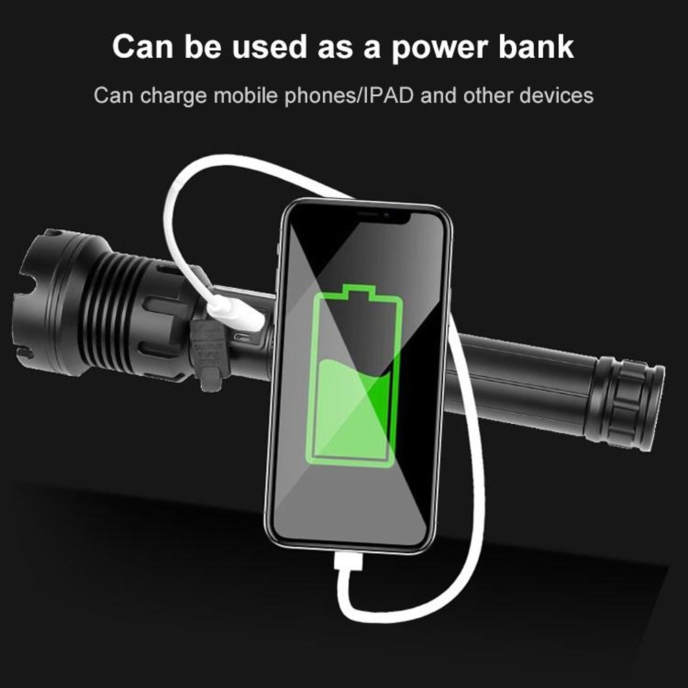 Tactical USB Rechargeable Outdoor P90COB LED Flashlight 9