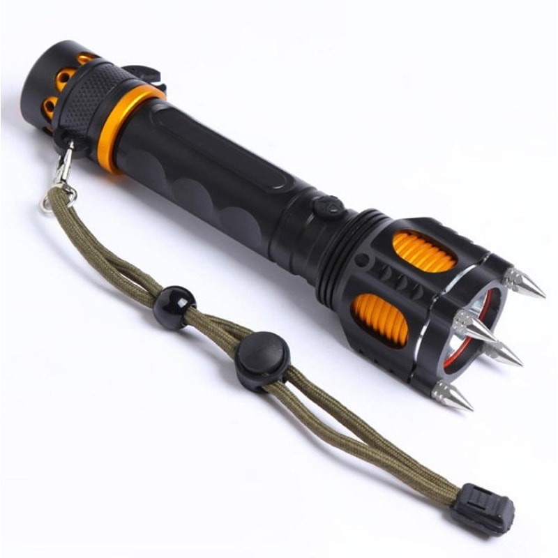 Rechargeable LED Tactical Flashlight With Car Safety Hammer Strong Beam 1