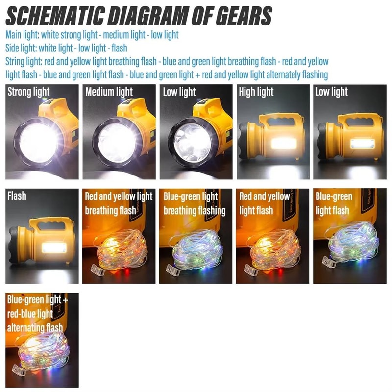 Rechargeable Outdoor Cycling Light With RGB Searchlight 9