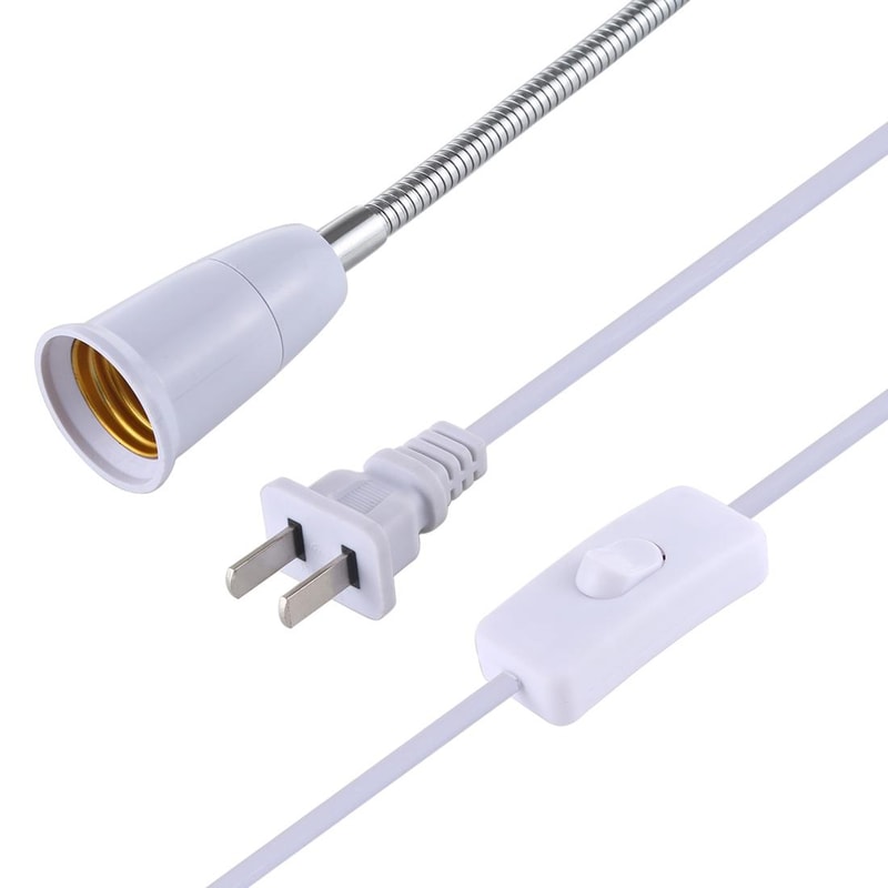 Premium E27 Clip Lamp Holder with 360 Degree Adjustable Lamp Base, Flexible Gooseneck & Switch US Plug
