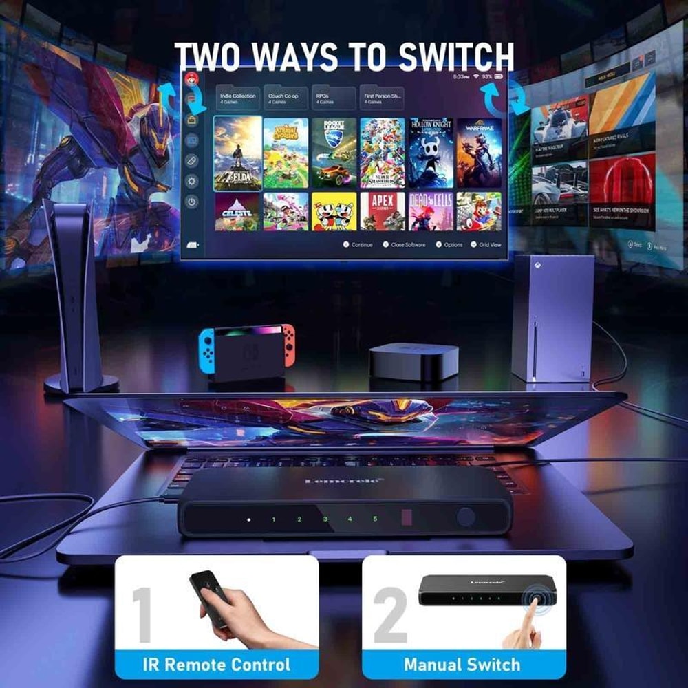 Lemorele G96 5 Port 4K HDMI Switch With IR Remote 2