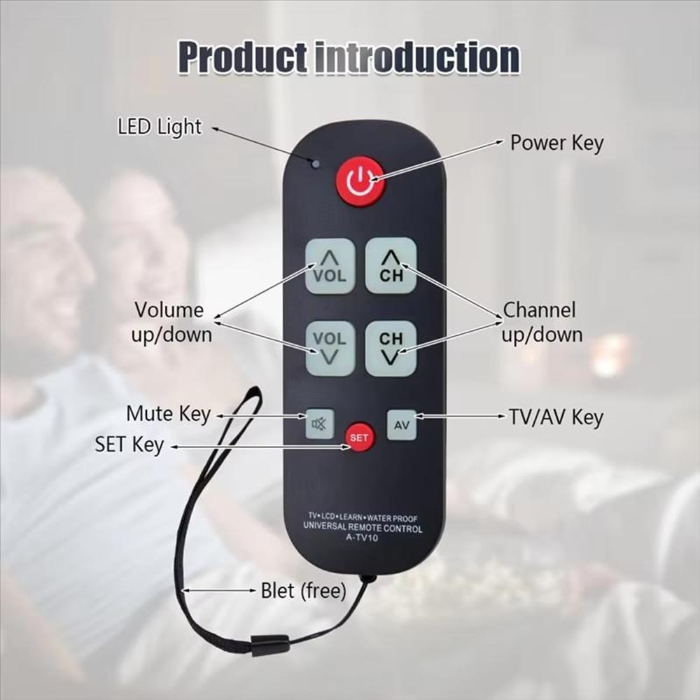 Universal TV Remote Control with Backlit Buttons for Seniors & All TV Brands