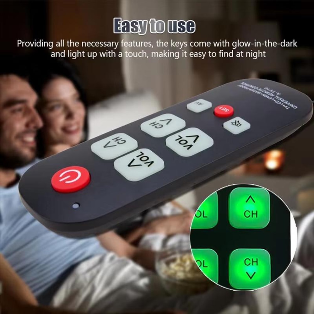 Universal TV Remote Control with Backlit Buttons for Seniors & All TV Brands