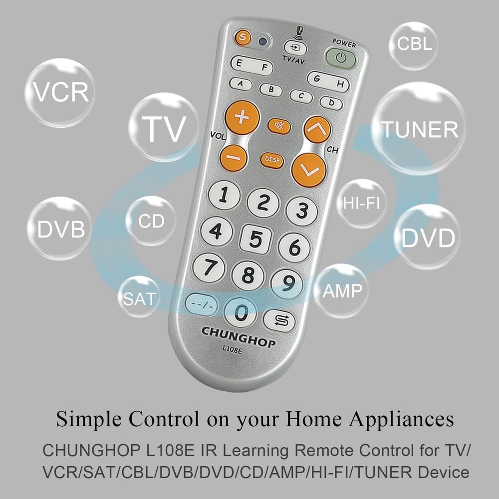 Universal TV Remote With Infrared Learning Programmable Control 4