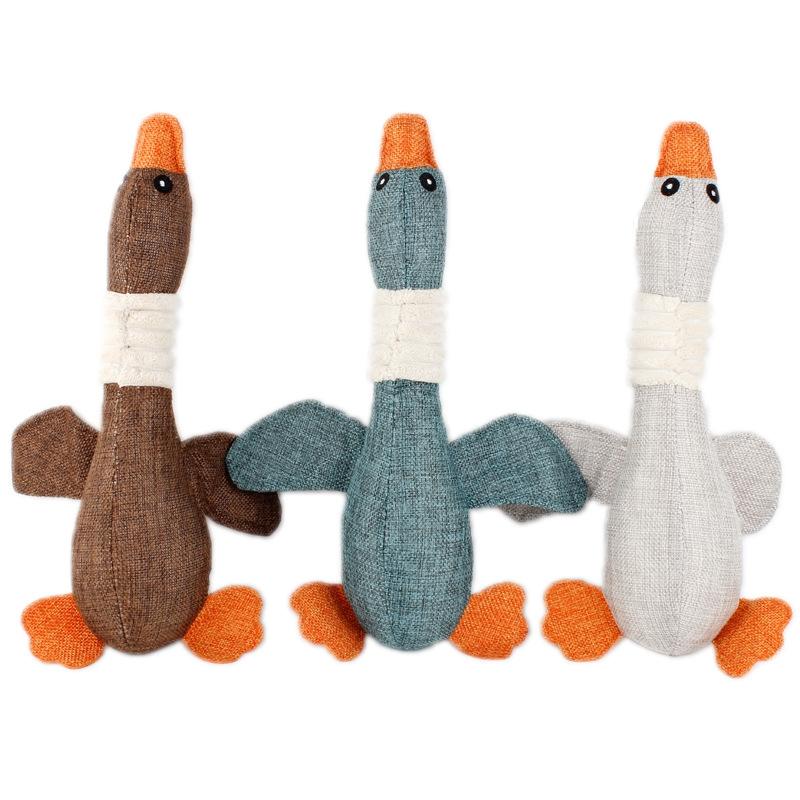 Durable Wild Goose Plush Dog Toy Bite & Squeaky Teeth Cleaning Chew Toy