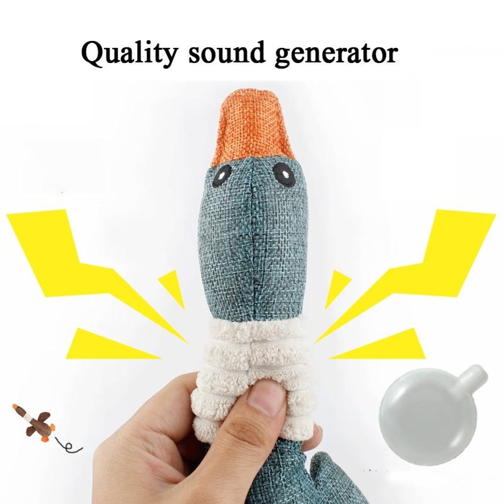 Durable Wild Goose Plush Dog Toy Bite & Squeaky Teeth Cleaning Chew Toy