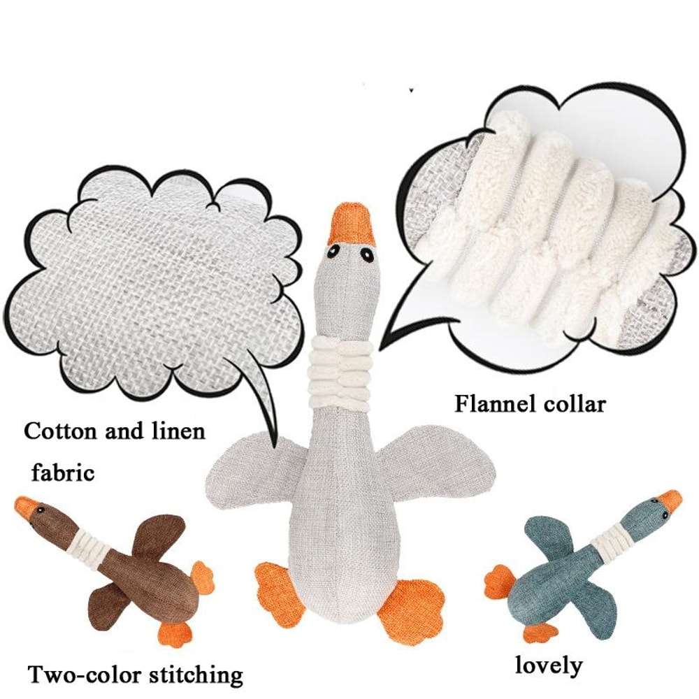 Durable Wild Goose Plush Dog Toy Bite & Squeaky Teeth Cleaning Chew Toy