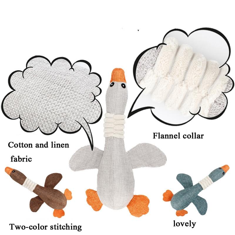 Durable Wild Goose Plush Dog Toy Bite & Squeaky Teeth Cleaning Chew Toy