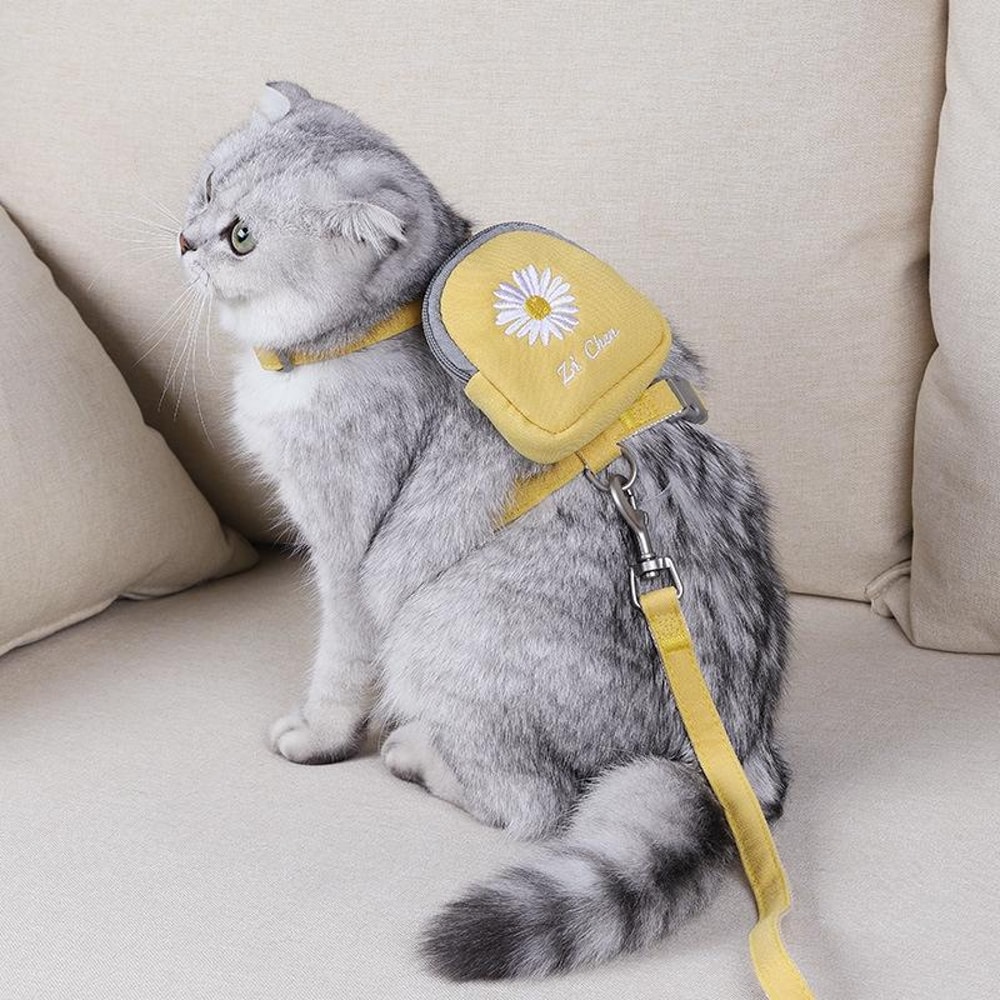 Adjustable Cat Traction Rope Backpack Harness With Snack Pouch 8